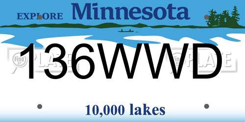 136WWD Minnesota License Plate