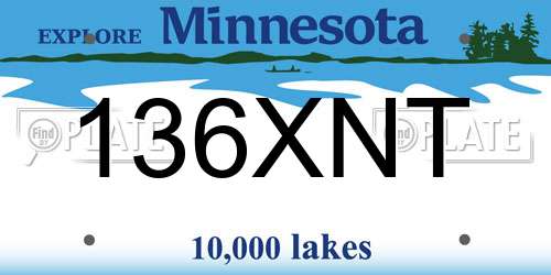 136XNT Minnesota License Plate