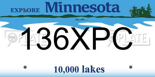 136XPC Minnesota License Plate