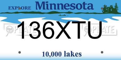 136XTU Minnesota License Plate