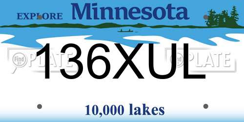 136XUL Minnesota License Plate