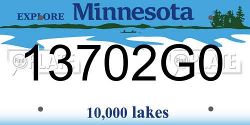 13702G0 Minnesota License Plate