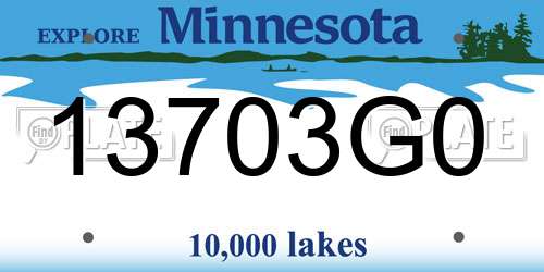 13703G0 Minnesota License Plate