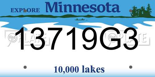 13719G3 Minnesota License Plate