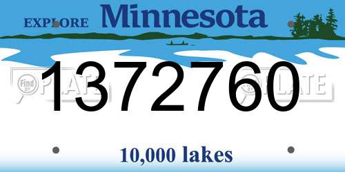 1372760 Minnesota License Plate