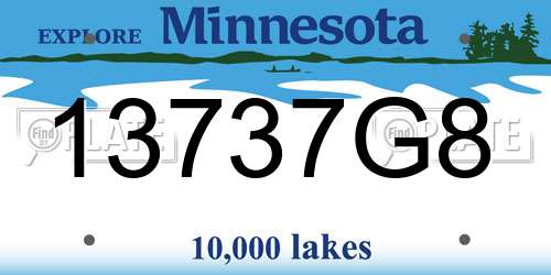 13737G8 Minnesota License Plate