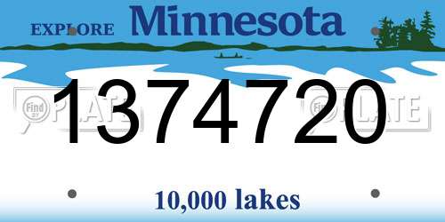 1374720 Minnesota License Plate