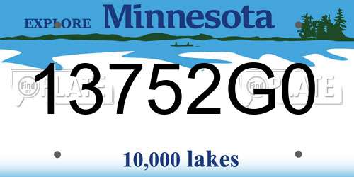 13752G0 Minnesota License Plate
