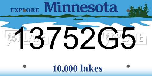 13752G5 Minnesota License Plate