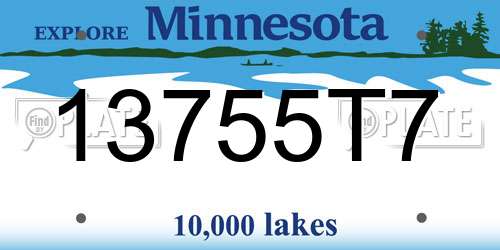13755T7 Minnesota License Plate