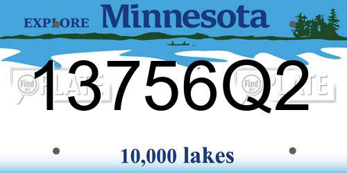 13756Q2 Minnesota License Plate