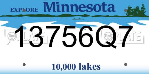 13756Q7 Minnesota License Plate