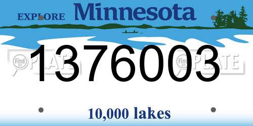 1376003 Minnesota License Plate