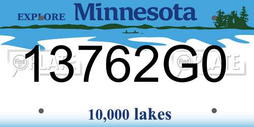 13762G0 Minnesota License Plate