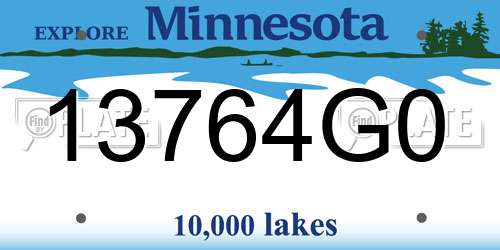 13764G0 Minnesota License Plate