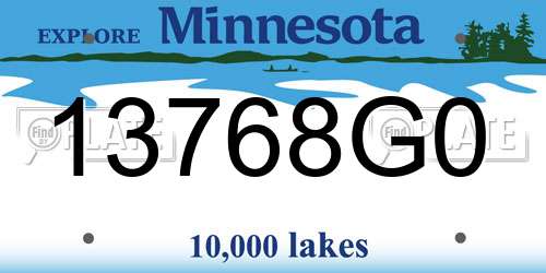 13768G0 Minnesota License Plate