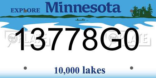 13778G0 Minnesota License Plate