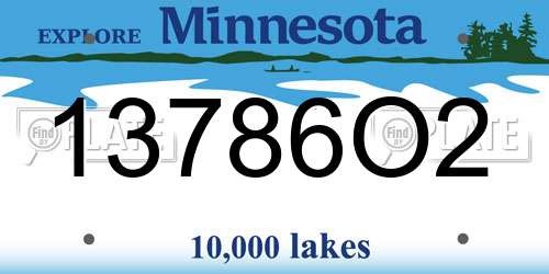 13786O2 Minnesota License Plate