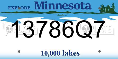 13786Q7 Minnesota License Plate