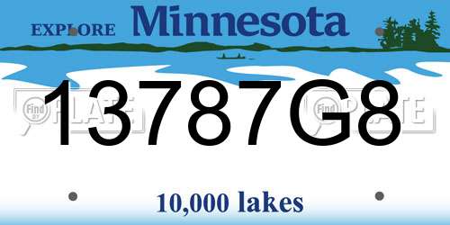 13787G8 Minnesota License Plate