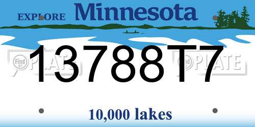 13788T7 Minnesota License Plate
