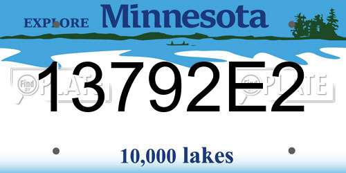 13792E2 Minnesota License Plate