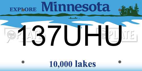 137UHU Minnesota License Plate