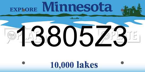13805Z3 Minnesota License Plate