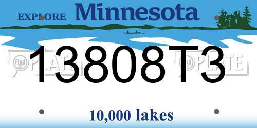 13808T3 Minnesota License Plate