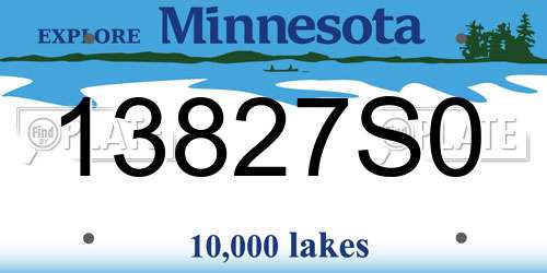 13827S0 Minnesota License Plate