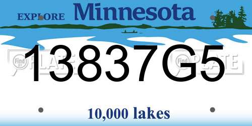13837G5 Minnesota License Plate