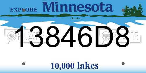 13846D8 Minnesota License Plate