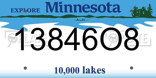 13846O8 Minnesota License Plate