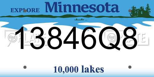 13846Q8 Minnesota License Plate