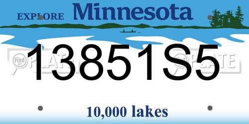 13851S5 Minnesota License Plate