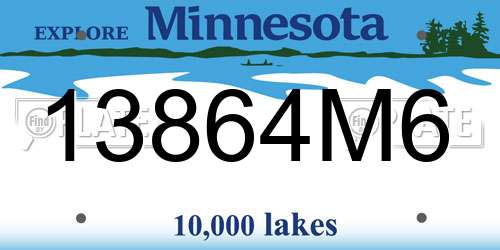 13864M6 Minnesota License Plate
