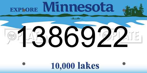 1386922 Minnesota License Plate