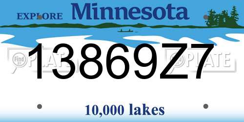 13869Z7 Minnesota License Plate