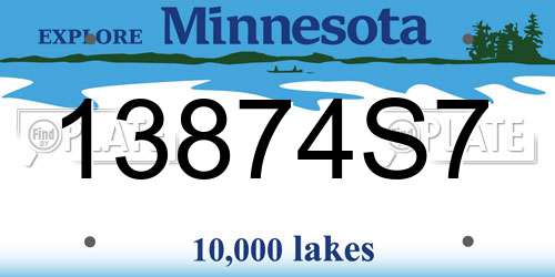 13874S7 Minnesota License Plate