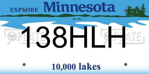 138HLH Minnesota License Plate