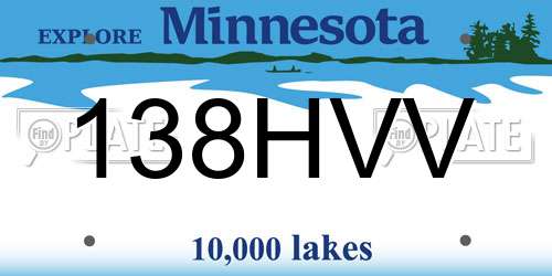138HVV Minnesota License Plate