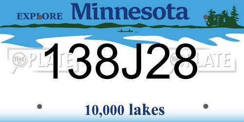 138J28 Minnesota License Plate