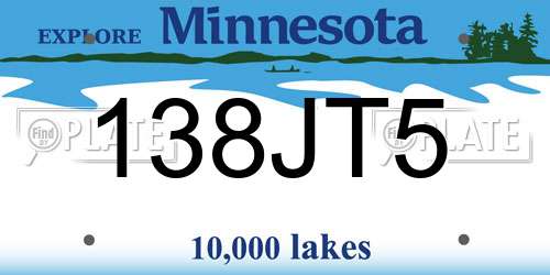 138JT5 Minnesota License Plate