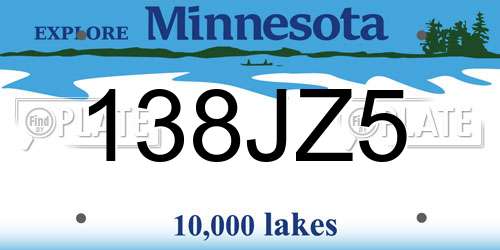 138JZ5 Minnesota License Plate