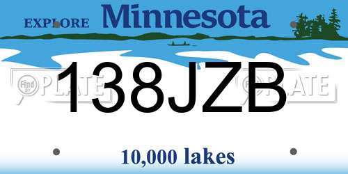 138JZB Minnesota License Plate