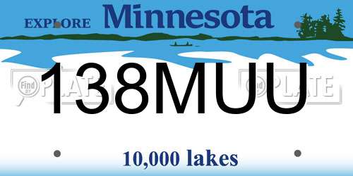 138MUU Minnesota License Plate