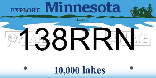 138RRN Minnesota License Plate