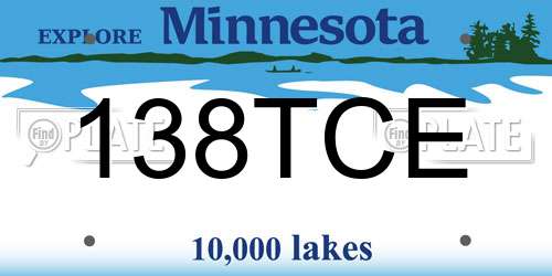 138TCE Minnesota License Plate