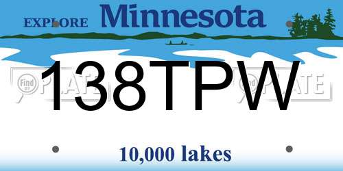 138TPW Minnesota License Plate