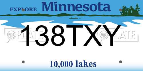 138TXY Minnesota License Plate